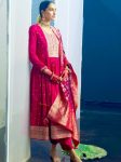 NEW ARRIVAL CHINON SILK EMBROIDERY SEQUENCE WORK GOWN BOTTOM WITH DUPATTTA FESTIVE WEAR WHOLESALE PRICE ETHNIC GARMENT (18)