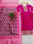 NEW ARRIVAL CHINON SILK EMBROIDERY SEQUENCE WORK GOWN BOTTOM WITH DUPATTTA FESTIVE WEAR WHOLESALE PRICE ETHNIC GARMENT (18)