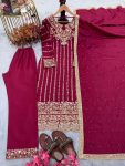 NEW ARRIVAL CHINON SILK EMBROIDERY SEQUENCE WORK WITH RIVET MOTI WORK TOP BOTTOM WITH DUPATTA FESTIVE WEAR WHOLESLE PRICE ETHNIC GARMENT (6)