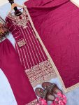 NEW ARRIVAL CHINON SILK EMBROIDERY SEQUENCE WORK WITH RIVET MOTI WORK TOP BOTTOM WITH DUPATTA FESTIVE WEAR WHOLESLE PRICE ETHNIC GARMENT (6)