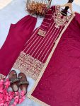 NEW ARRIVAL CHINON SILK EMBROIDERY SEQUENCE WORK WITH RIVET MOTI WORK TOP BOTTOM WITH DUPATTA FESTIVE WEAR WHOLESLE PRICE ETHNIC GARMENT (6)