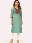 NEW ARRIVAL COTTON EMBROIDERY WORK KURTI PISTA