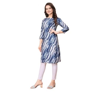 NEW ARRIVAL CREEP DIGITAL PRINTED KURTI  BLUE