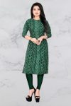 NEW ARRIVAL CREEP DIGITAL PRINTED KURTI  GREEN