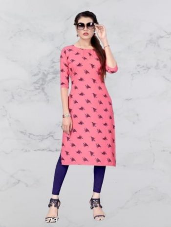 NEW ARRIVAL CREEP DIGITAL PRINTED KURTI PINK
