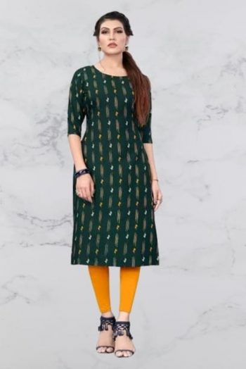 NEW ARRIVAL CREEP DIGITAL PRINTED KURTI GREEN