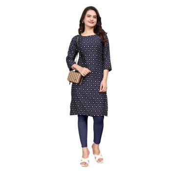NEW ARRIVAL CREEP DIGITAL PRINTED KURTI  NAVY BLUE