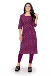 NEW ARRIVAL CREEP DIGITAL PRINTED KURTI  WINE
