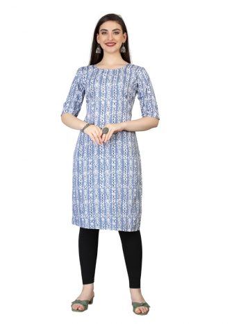 NEW ARRIVAL CREEP DIGITAL PRINTED KURTI  SKY