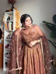 NEW ARRIVAL FENDI SILK EMBROIDERY SEQUENCE WORK GOWN BOTTOM WITH DUPATTA FESTIVE WEAR WHOLESALE PRICE ETHNIC GARMENT (2)