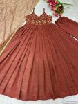 NEW ARRIVAL FENDI SILK EMBROIDERY SEQUENCE WORK GOWN BOTTOM WITH DUPATTA FESTIVE WEAR WHOLESALE PRICE ETHNIC GARMENT (2)