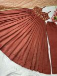 NEW ARRIVAL FENDI SILK EMBROIDERY SEQUENCE WORK GOWN BOTTOM WITH DUPATTA FESTIVE WEAR WHOLESALE PRICE ETHNIC GARMENT (2)