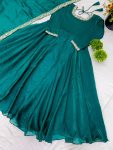 NEW ARRIVAL FENDI SILK EMBROIDERY SEQUENCE WORK GOWN WITH DUPATTA FESTIVE WEAR WHOLESALE PRICE ETHNIC GARMENT (8)