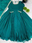 NEW ARRIVAL FENDI SILK EMBROIDERY SEQUENCE WORK GOWN WITH DUPATTA FESTIVE WEAR WHOLESALE PRICE ETHNIC GARMENT (8)