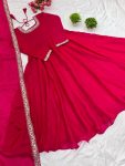 NEW ARRIVAL FENDI SILK EMBROIDERY SEQUENCE WORK GOWN WITH DUPATTA FESTIVE WEAR WHOLESALE PRICE ETHNIC GARMENT (14)