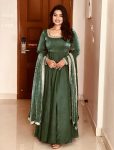 NEW ARRIVAL FENDI SILK EMBROIDERY SEQUENCE WORK  GOWN WITH DUPATTA GREEN