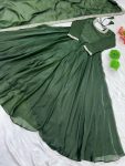 NEW ARRIVAL FENDI SILK EMBROIDERY SEQUENCE WORK GOWN WITH DUPATTA FESTIVE WEAR WHOLESALE PRICE ETHNIC GARMENT (3)