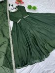 NEW ARRIVAL FENDI SILK EMBROIDERY SEQUENCE WORK GOWN WITH DUPATTA FESTIVE WEAR WHOLESALE PRICE ETHNIC GARMENT (3)