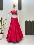 NEW ARRIVAL FRENCH CREPE SEQUENCE EMBROIDERY WORK TUBE BLOUSE LEHENGA WITH KOTI PARTY WEAR WHOLESALE PRICE ETHNIC GARMENT (6)