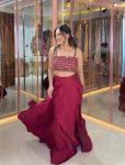 NEW ARRIVAL FRENCH CREPE SEQUENCE EMBROIDERY WORK TUBE BLOUSE LEHENGA WITH KOTI PARTY WEAR WHOLESALE PRICE ETHNIC GARMENT (6)