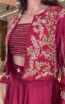 NEW ARRIVAL FRENCH CREPE SEQUENCE EMBROIDERY WORK TUBE BLOUSE LEHENGA WITH KOTI PARTY WEAR WHOLESALE PRICE ETHNIC GARMENT (6)