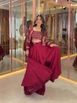 NEW ARRIVAL FRENCH CREPE SEQUENCE EMBROIDERY WORK TUBE BLOUSE LEHENGA WITH KOTI PARTY WEAR WHOLESALE PRICE ETHNIC GARMENT (6)