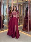 NEW ARRIVAL FRENCH CREPE SEQUENCE EMBROIDERY WORK TUBE BLOUSE LEHENGA WITH KOTI  RANI