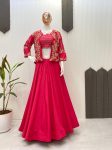 NEW ARRIVAL FRENCH CREPE SEQUENCE EMBROIDERY WORK TUBE BLOUSE LEHENGA WITH KOTI PARTY WEAR WHOLESALE PRICE ETHNIC GARMENT (6)