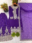 NEW ARRIVAL GEORGETTE EMBROIDERY AND SEQUENCE WORK TOP PALAZZO WITH DUPATTA FESTIVE WEAR WHOLESALE PRICE ETHNIC GARMENT (4)