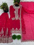 NEW ARRIVAL GEORGETTE EMBROIDERY AND SEQUENCE WORK TOP PALAZZO WITH DUPATTA FESTIVE WEAR WHOLESALE PRICE ETHNIC GARMENT (3)