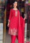 NEW ARRIVAL GEORGETTE EMBROIDERY SEQUENCE WORK TOP BOTTOM WITH DUPATTA FESTIVE WEAR WHOLESALE PRICE ETHNIC GARMENT (2)