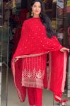 NEW ARRIVAL GEORGETTE EMBROIDERY SEQUENCE WORK TOP BOTTOM WITH DUPATTA FESTIVE WEAR WHOLESALE PRICE ETHNIC GARMENT (2)