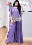 NEW ARRIVAL GEORGETTE EMBROIDERY SEQUENCE WORK TOP PALAZZO WITH DUPATTA LAVENDER