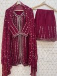 NEW ARRIVAL GEORGETTE EMBROIDERY SEQUENCE WORK TOP SHARARA WITH DUPATTA PARTY WEAR WHOLESALE PRICE ETHNIC GARMENT (4)