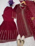 NEW ARRIVAL GEORGETTE EMBROIDERY SEQUENCE WORK TOP SHARARA WITH DUPATTA PARTY WEAR WHOLESALE PRICE ETHNIC GARMENT (4)