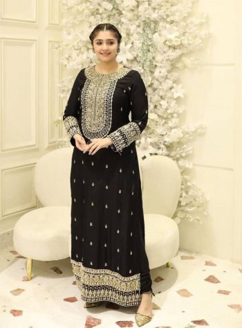 NEW ARRIVAL GEORGETTE EMBROIDERY WORK TOP BOTTOM WITH DUPATTA  BLACK