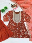 NEW ARRIVAL GEORGETTE EMBROIDERY WORK TOP SHARARA WITH DUPATTA FESTIVE WEAR WHOLESALE PRICE ETHNIC GARMENT (6)