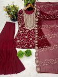 NEW ARRIVAL GEORGETTE EMBROIDERY WORK TOP SHARARA WITH DUPATTA FESTIVE WEAR WHOLESALE PRICE ETHNIC GARMENT (2)