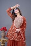 NEW ARRIVAL GEORGETTE EMBROIDERY WORK TOP SHARARA WITH DUPATTA FESTIVE WEAR WHOLESALE PRICE ETHNIC GARMENT (6)