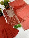 NEW ARRIVAL GEORGETTE EMBROIDERY WORK TOP SHARARA WITH DUPATTA FESTIVE WEAR WHOLESALE PRICE ETHNIC GARMENT (6)
