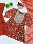NEW ARRIVAL GEORGETTE EMBROIDERY WORK TOP SHARARA WITH DUPATTA FESTIVE WEAR WHOLESALE PRICE ETHNIC GARMENT (6)