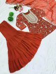 NEW ARRIVAL GEORGETTE EMBROIDERY WORK TOP SHARARA WITH DUPATTA FESTIVE WEAR WHOLESALE PRICE ETHNIC GARMENT (6)