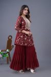 NEW ARRIVAL GEORGETTE EMBROIDERY WORK TOP SHARARA WITH DUPATTA FESTIVE WEAR WHOLESALE PRICE ETHNIC GARMENT (2)