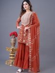 NEW ARRIVAL GEORGETTE EMBROIDERY WORK TOP SHARARA WITH DUPATTA FESTIVE WEAR WHOLESALE PRICE ETHNIC GARMENT (6)