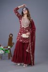 NEW ARRIVAL GEORGETTE EMBROIDERY WORK TOP SHARARA WITH DUPATTA FESTIVE WEAR WHOLESALE PRICE ETHNIC GARMENT (2)