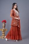 NEW ARRIVAL GEORGETTE EMBROIDERY WORK TOP SHARARA WITH DUPATTA FESTIVE WEAR WHOLESALE PRICE ETHNIC GARMENT (6)