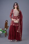 NEW ARRIVAL GEORGETTE EMBROIDERY WORK TOP SHARARA WITH DUPATTA FESTIVE WEAR WHOLESALE PRICE ETHNIC GARMENT (2)