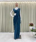 NEW ARRIVAL GEORGETTE SEQUENCE EMBROIDERY WORK READY TO WEAR SAREE KOTI WAIST BELT WITH STITCHED BLOUSE PARTY WEAR WHOLESALE PRICE ETHNIC GARMENT (2)
