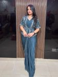NEW ARRIVAL GEORGETTE SEQUENCE EMBROIDERY WORK READY TO WEAR SAREE KOTI WAIST BELT WITH STITCHED BLOUSE TEAL
