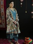 NEW ARRIVAL GOLD CRUSH FANCY LACE WORK TOP BOTTOM WITH DUPATTA SKY